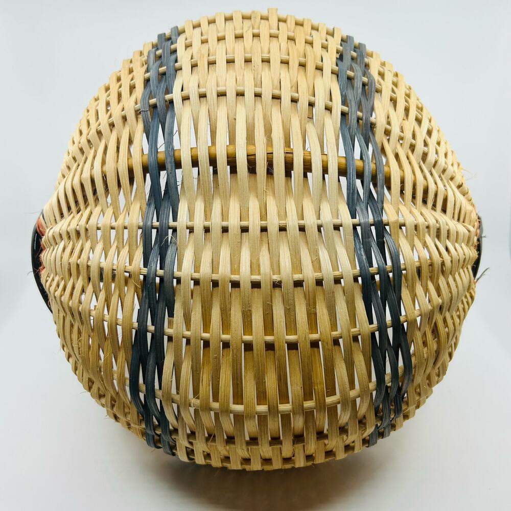 Woven Rattan Gathering Basket Set Bentwood Handle Farmhouse Boho Market Baskets - Picture 7 of 7